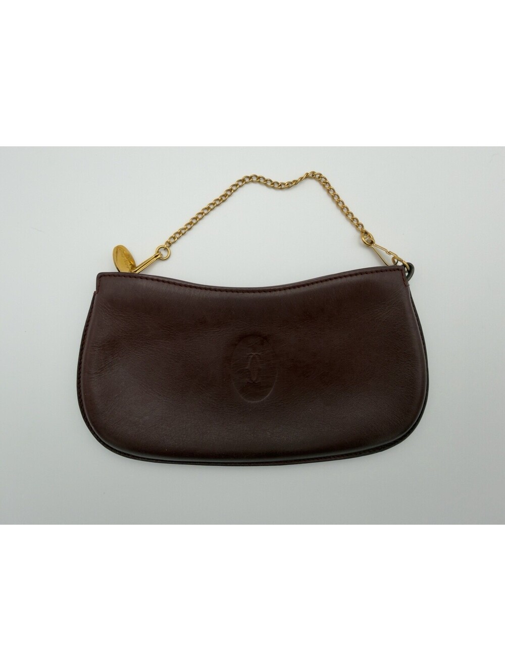 Authentic Must de Cartier Burgundy Bordeaux Leather Vintage Pouch Wristlet